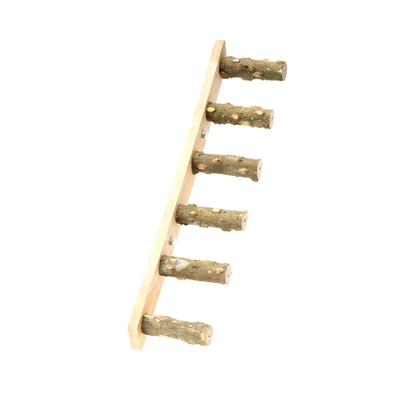Bird Ladder Perch for Cage, Natural Wood Bird Parrot Perch Stand Parrot Perch Bridge Climbing Chewing Toys for Small Medium Animal