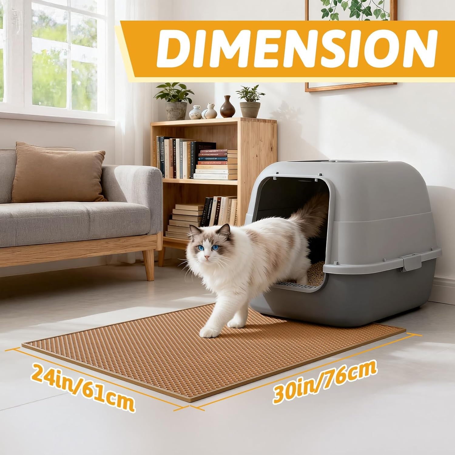Cat Litter Mat Double Layer Waterproof Urine Proof Trapping Mat 1 Pack (30''X24'', Brown)
