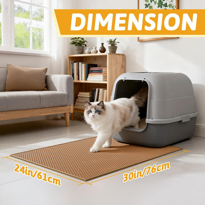 Cat Litter Mat Double Layer Waterproof Urine Proof Trapping Mat 1 Pack (30''X24'', Brown)