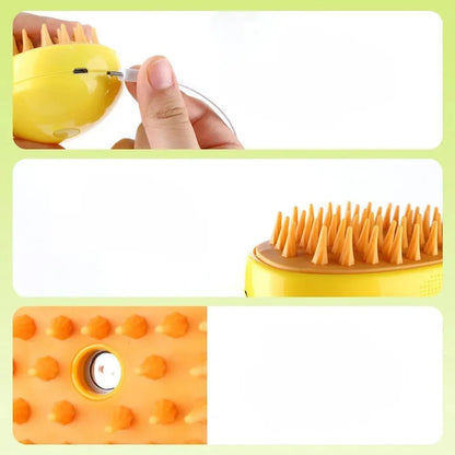 3‑In‑1 Dampf‑Massagebürste Für Hunde & Katzen