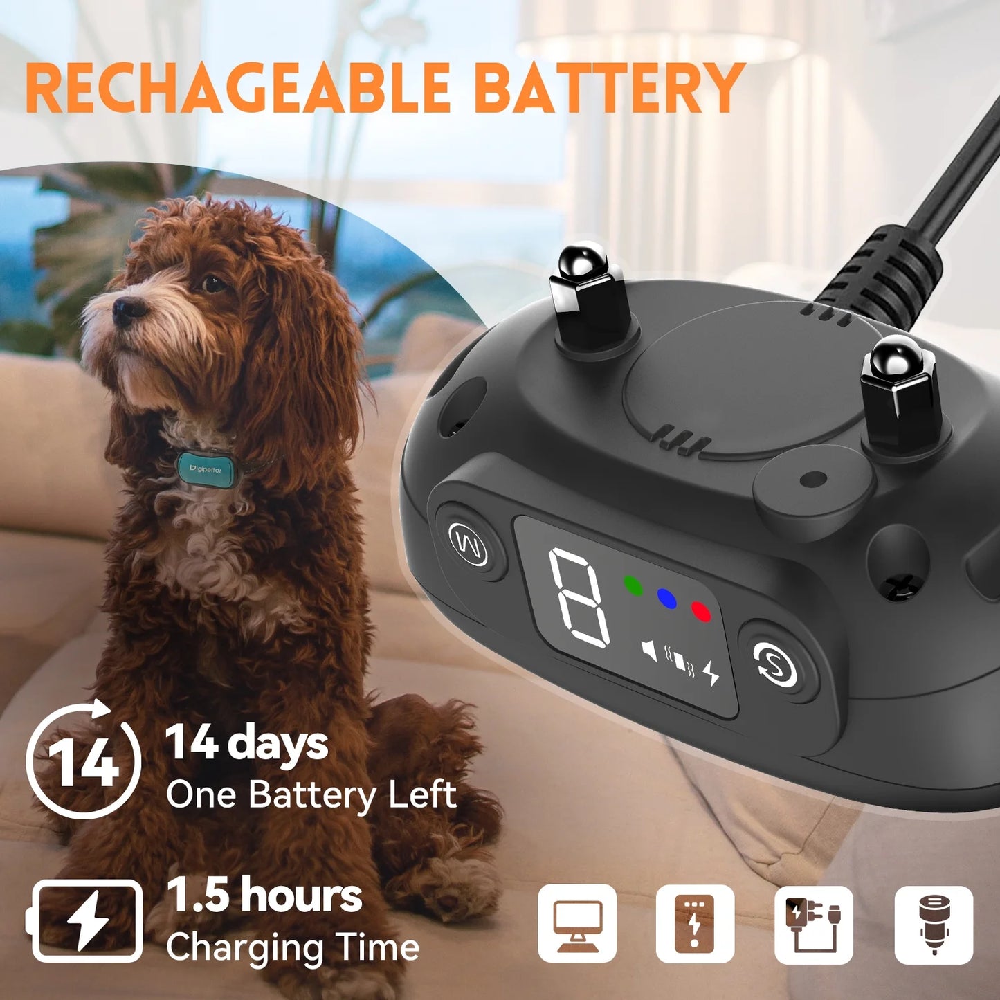 Rechargeable Puppy Collar, Anti-Barking with 7 Levels, Waterproof, for Small to Large Dogs