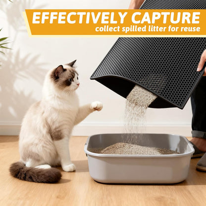Cat Litter Mat Double Layer Waterproof Urine Proof Trapping Mat 1 Pack (Black, 30X24 Inch (Pack of 1))