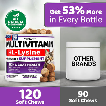 Cats Multivitamin Chewable Hip Joint Support Immune Health Skin Heart Digestion Probiotics