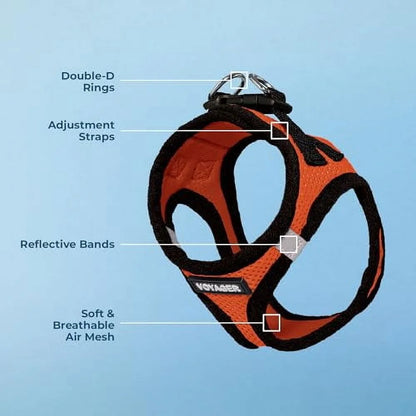 Step-In Air Dog Harness - All Weather Mesh Step in Vest Harness for Small and Medium Dogs and Cats by Best Pet Supplies - Harness (Orange/Black Trim), XL (Chest: 20.5-23")