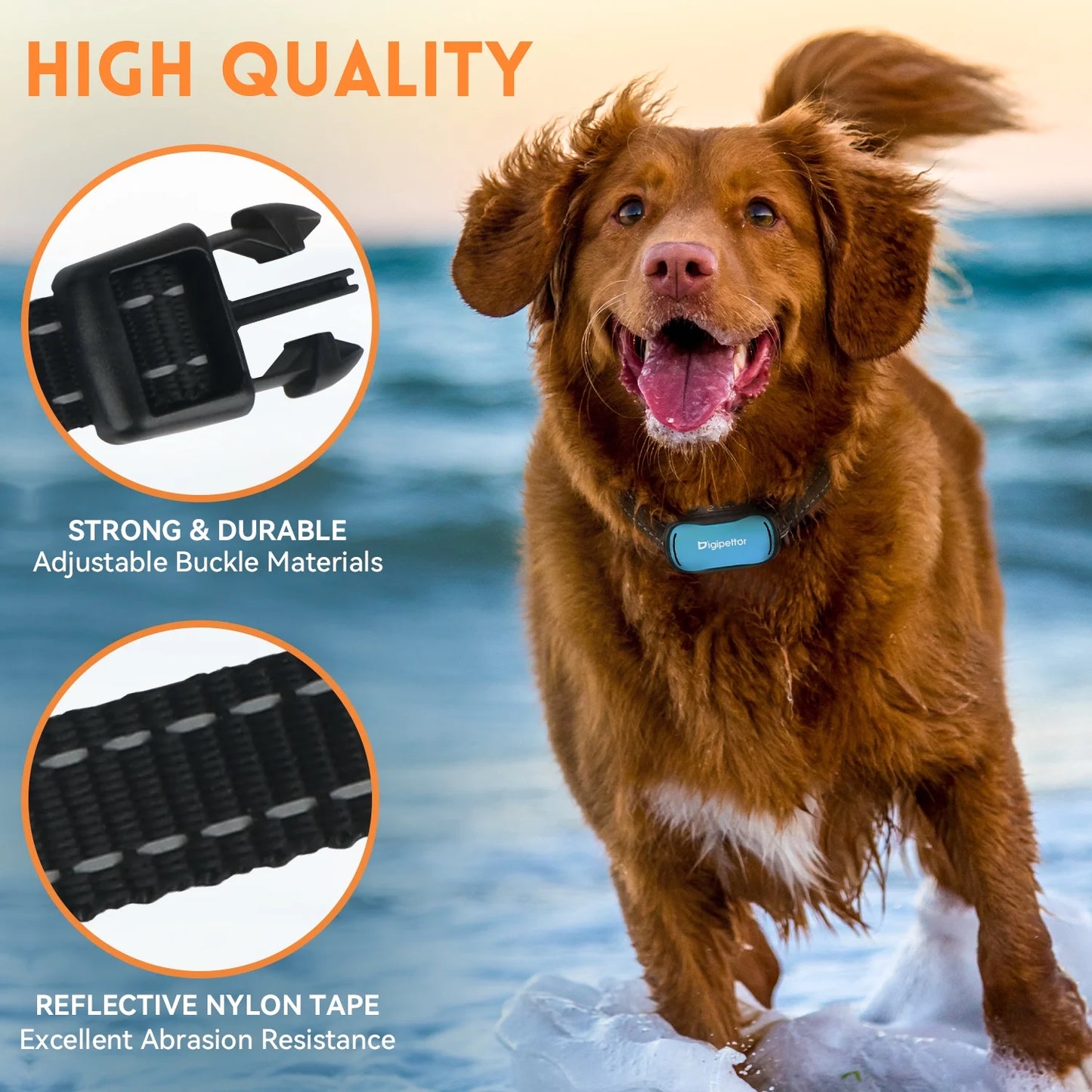 Rechargeable Puppy Collar, Anti-Barking with 7 Levels, Waterproof, for Small to Large Dogs