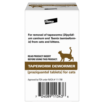 Elanco Tapeworm Removal Dewormer for Cats, 3 Tablets Praziquantel