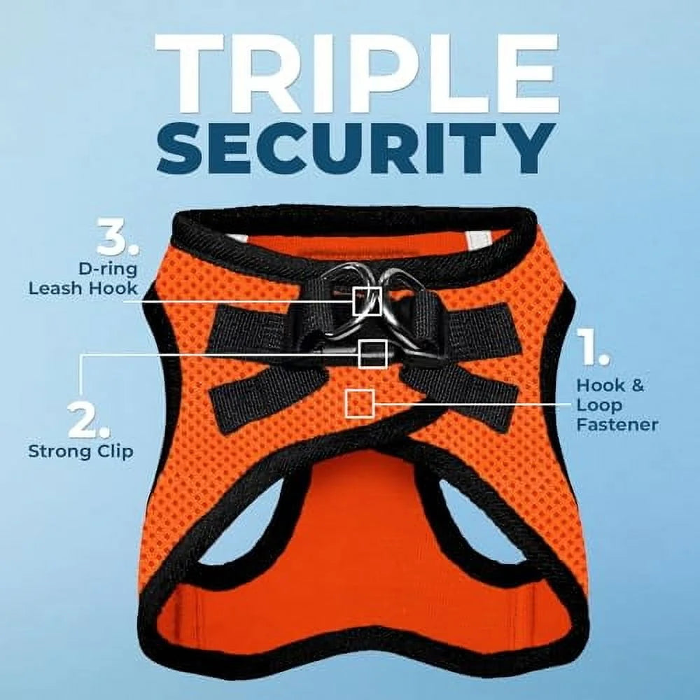 Step-In Air Dog Harness - All Weather Mesh Step in Vest Harness for Small and Medium Dogs and Cats by Best Pet Supplies - Harness (Orange/Black Trim), XL (Chest: 20.5-23")