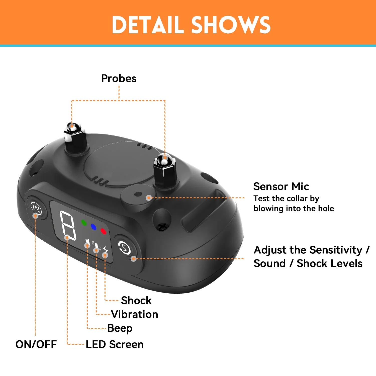 Rechargeable Puppy Collar, Anti-Barking with 7 Levels, Waterproof, for Small to Large Dogs