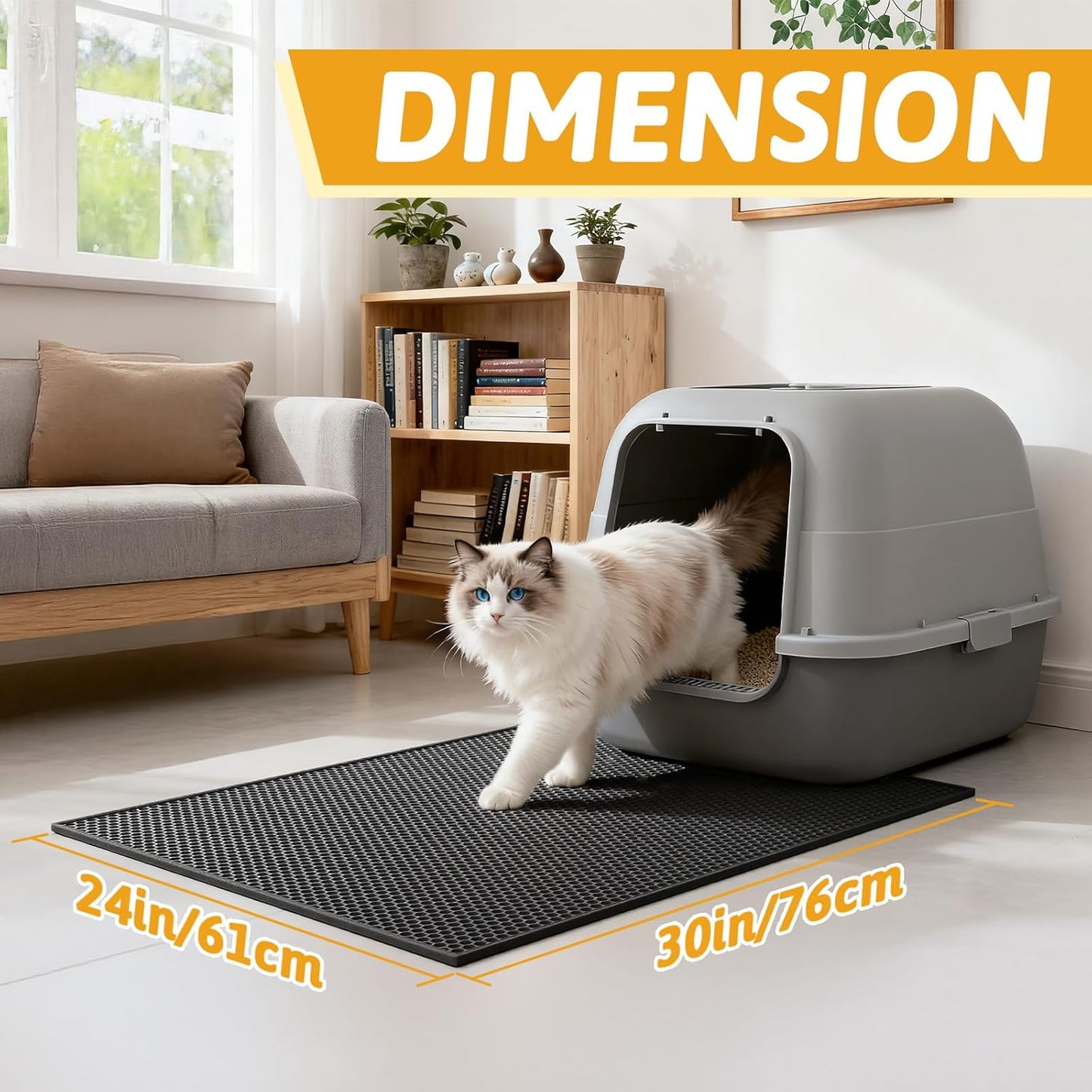 Cat Litter Mat Double Layer Waterproof Urine Proof Trapping Mat 1 Pack (Black, 30X24 Inch (Pack of 1))