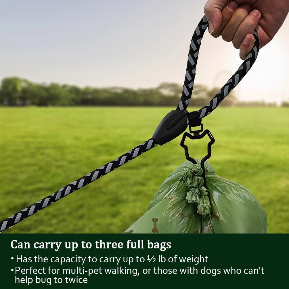 Dog Poop Bag Holder, Waste Bag Holder, Dog Poop Bag Carrier, Hand Free Holder (2 Pack, Black)