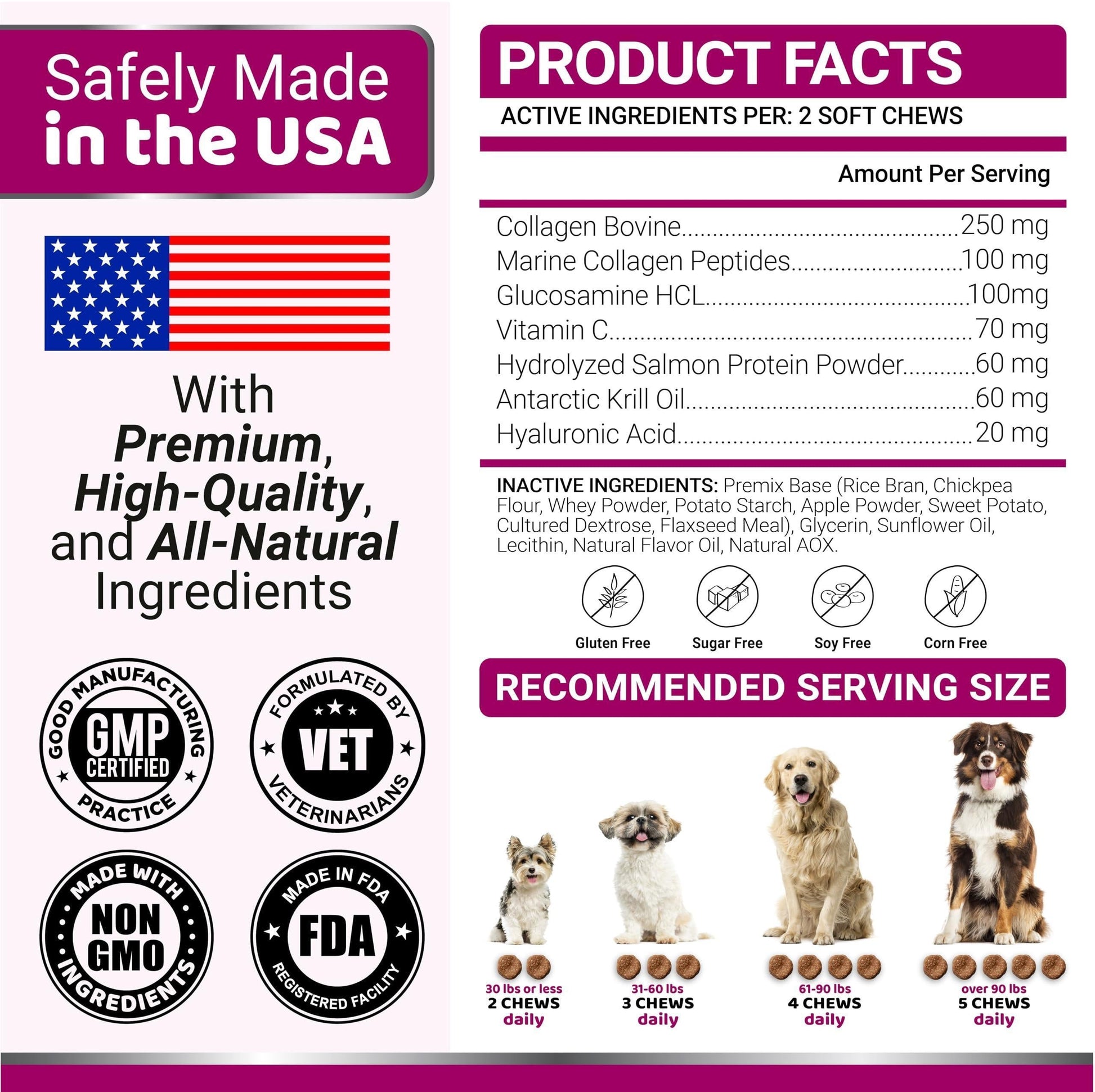 Collagen for Dogs Hip and Joint Supplement Skin and Coat 170 Soft Chews