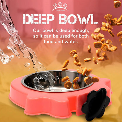 Pink Water Bowl for Dog Crate 7.5X7.4X1.7 Inch Cat and Dog Crate Water Bowl No Spill Stainless Steel Kennel Accessories Pet Carrier Food Dish Rabbit Cage Feeder