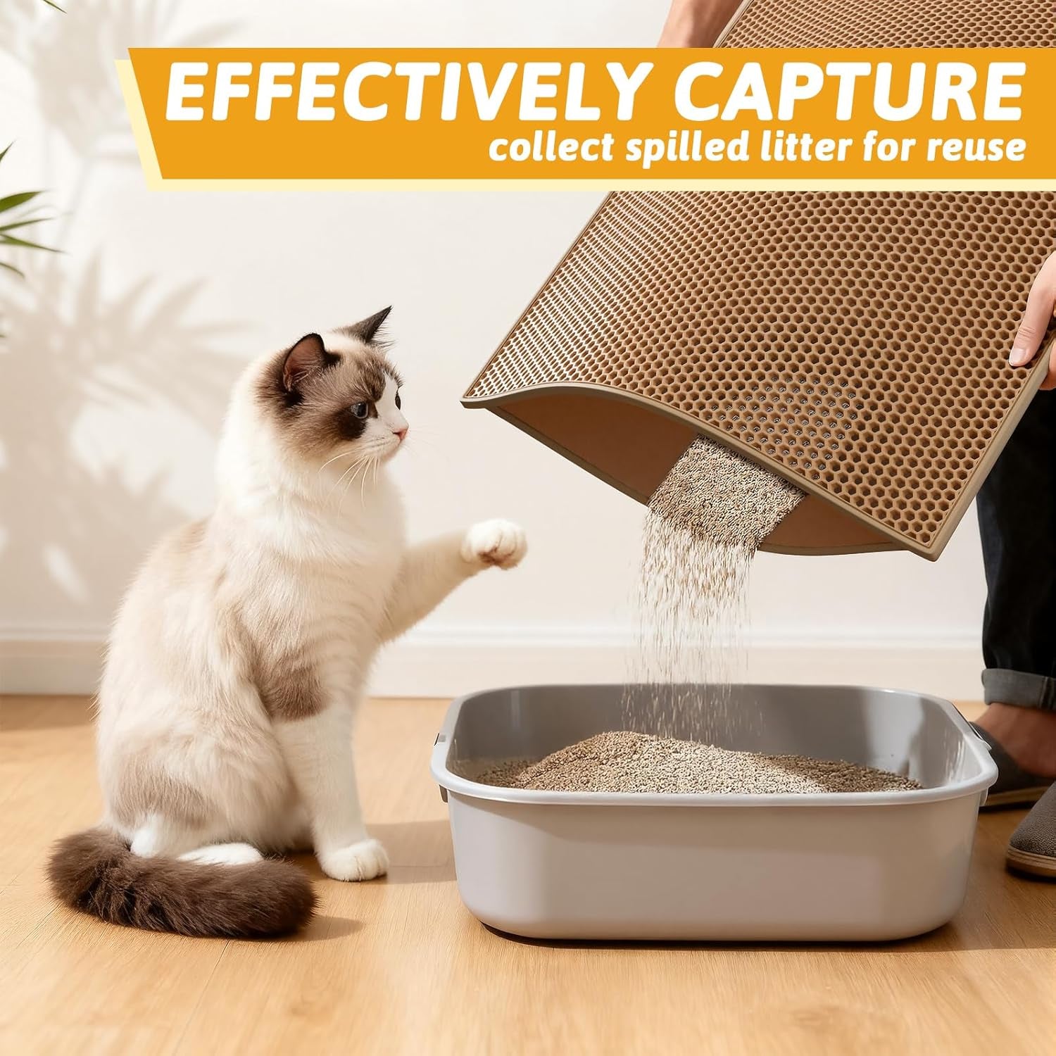 Cat Litter Mat Double Layer Waterproof Urine Proof Trapping Mat 1 Pack (30''X24'', Brown)