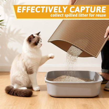 Cat Litter Mat Double Layer Waterproof Urine Proof Trapping Mat 1 Pack (30''X24'', Brown)