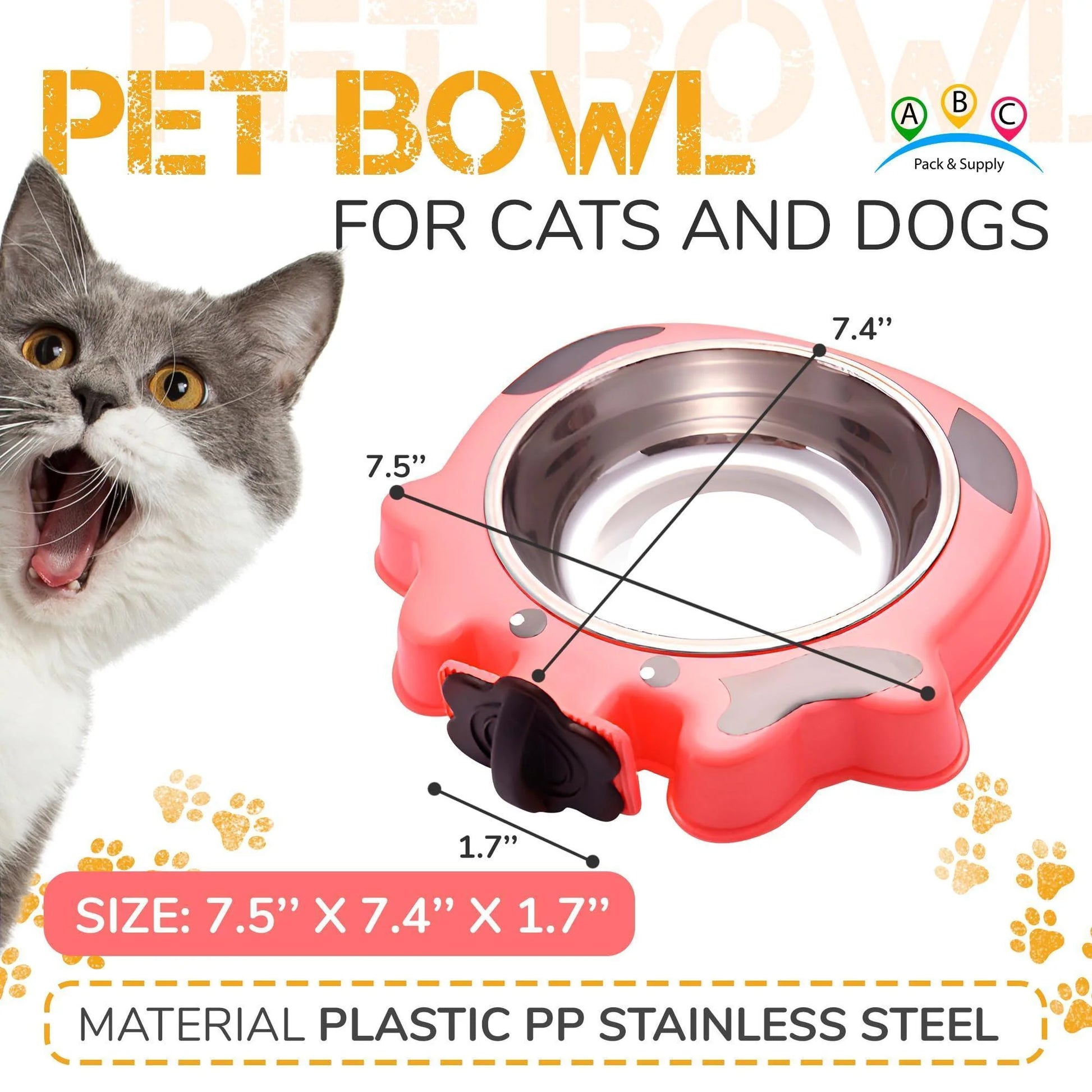 Pink Water Bowl for Dog Crate 7.5X7.4X1.7 Inch Cat and Dog Crate Water Bowl No Spill Stainless Steel Kennel Accessories Pet Carrier Food Dish Rabbit Cage Feeder